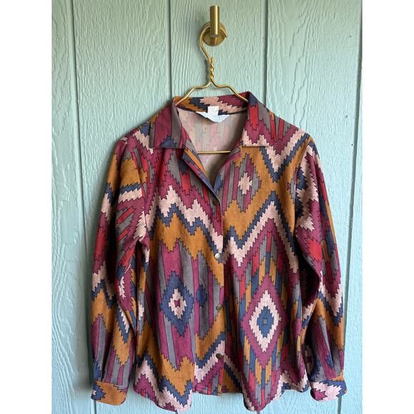 Vintage Blair Snap Closure Aztec Print Button Down, Small USA - Picture 3 of 7